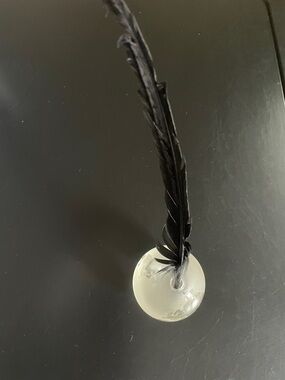 Black Feather Pen with Frosted Glass Orb Base
